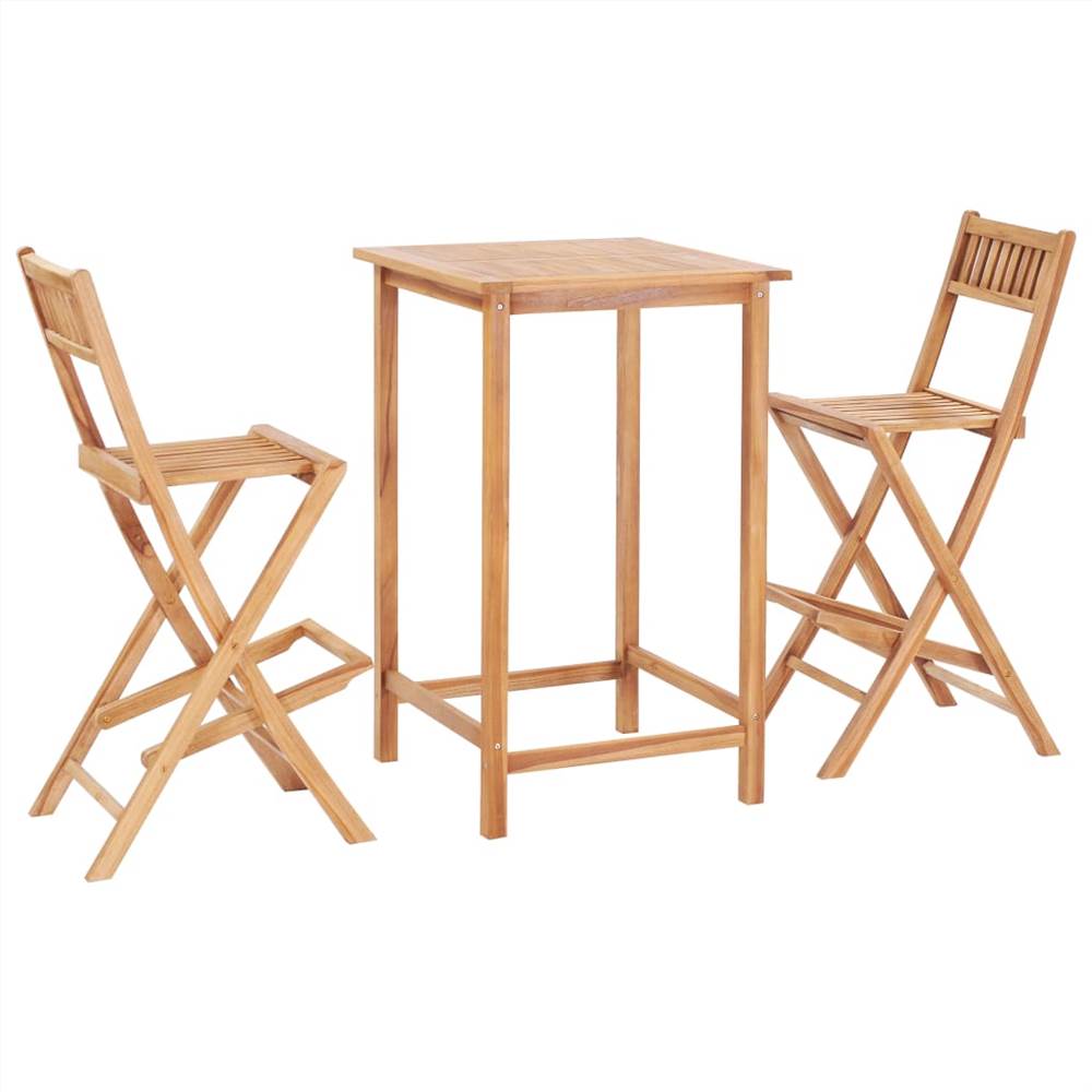 

3 Piece Bar Set Solid Teak Wood