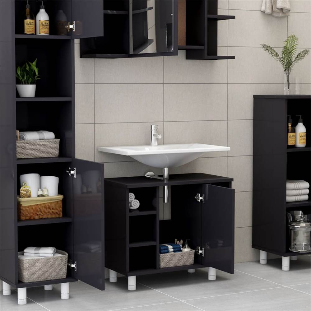 Vicco Bathroom cabinet Kiko bath cabinet white glossy high cabinet furniture Vicco Bathroom cabinet Kiko bath cabinet white glossy high cabinet furniture