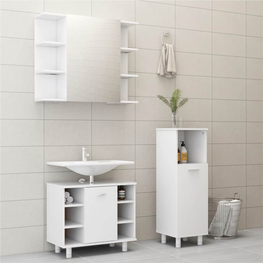 

3 Piece Bathroom Furniture Set White Chipboard