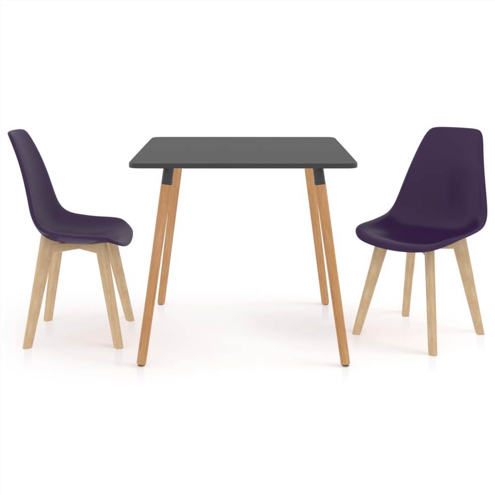 

3 Piece Dining Set Dark Purple