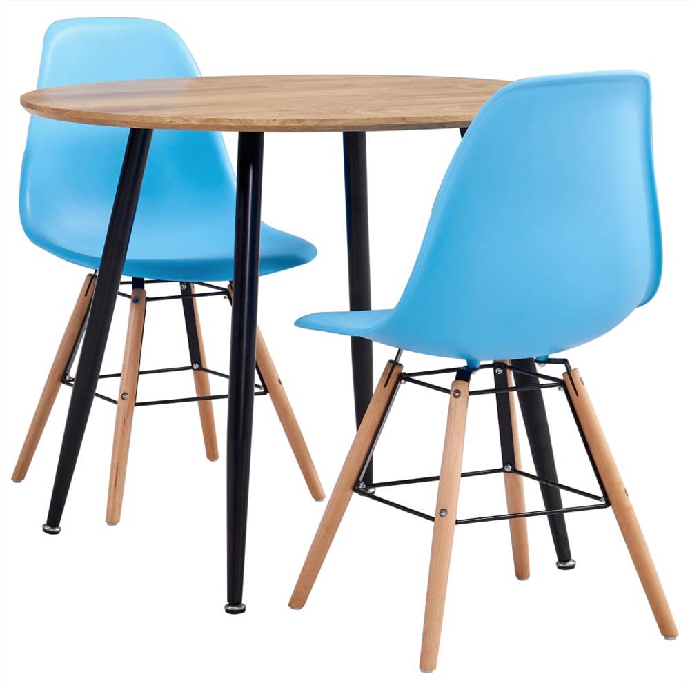 

3 Piece Dining Set Plastic Blue