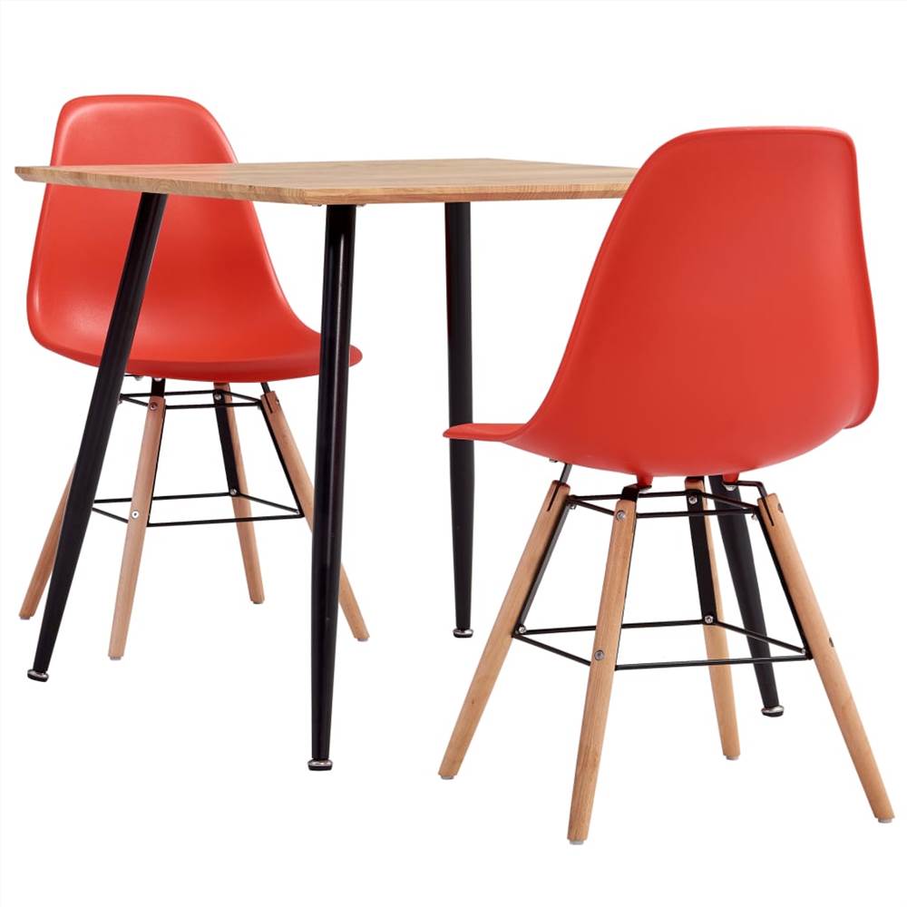 

3 Piece Dining Set Plastic Red