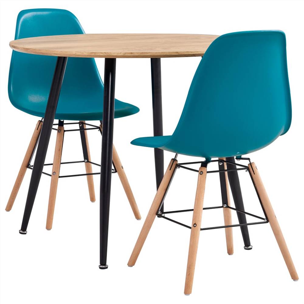 

3 Piece Dining Set Plastic Turquoise
