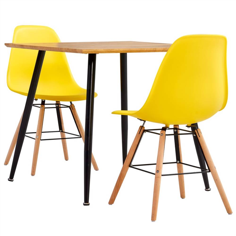 

3 Piece Dining Set Plastic Yellow