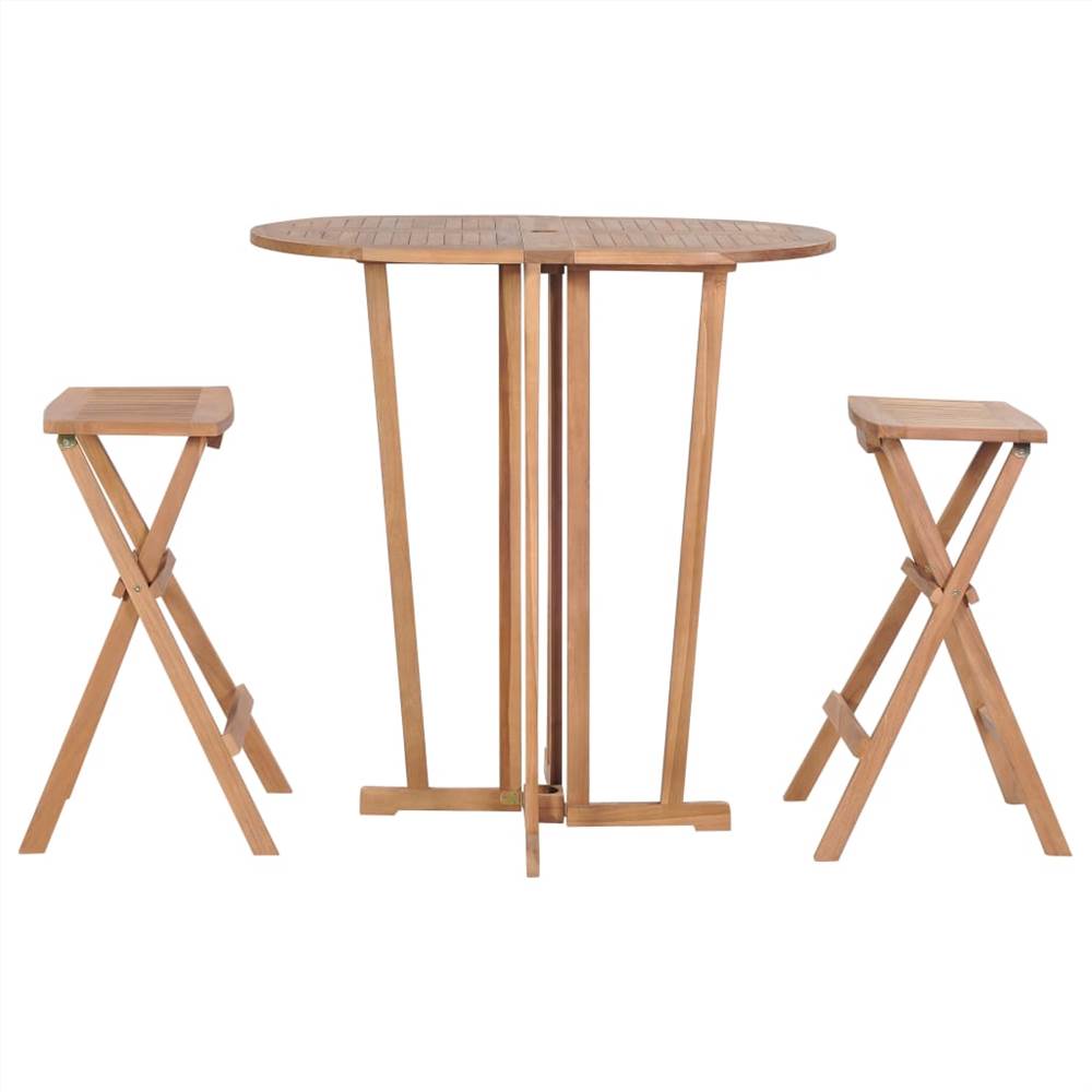 3 Piece Folding Bar Set Solid Teak Wood