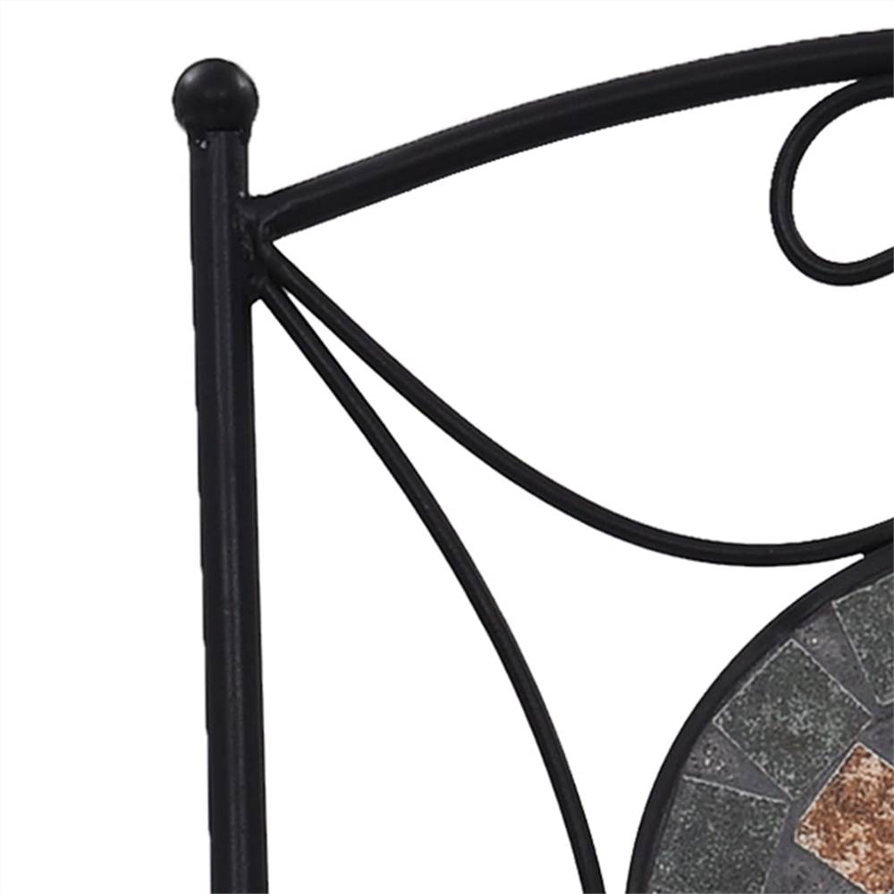 3 Piece Mosaic Bistro Set Ceramic Tile Orange/Grey