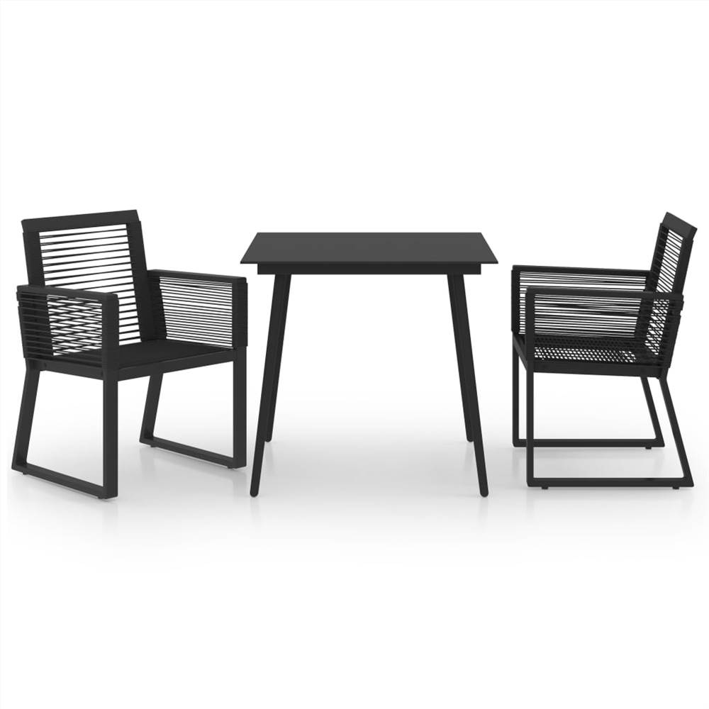 

3 Piece Outdoor Dining Set PVC Rattan Black