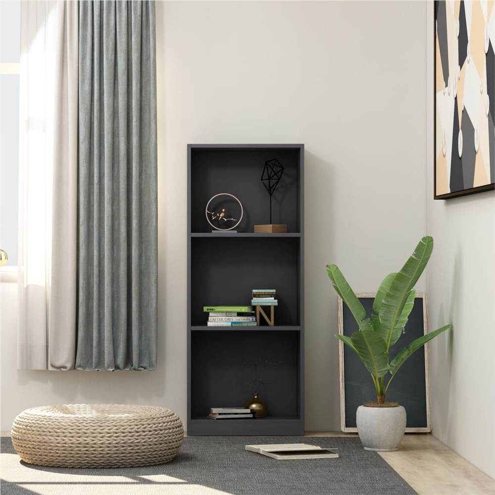 

3-Tier Book Cabinet Grey 40x24x108 cm Chipboard