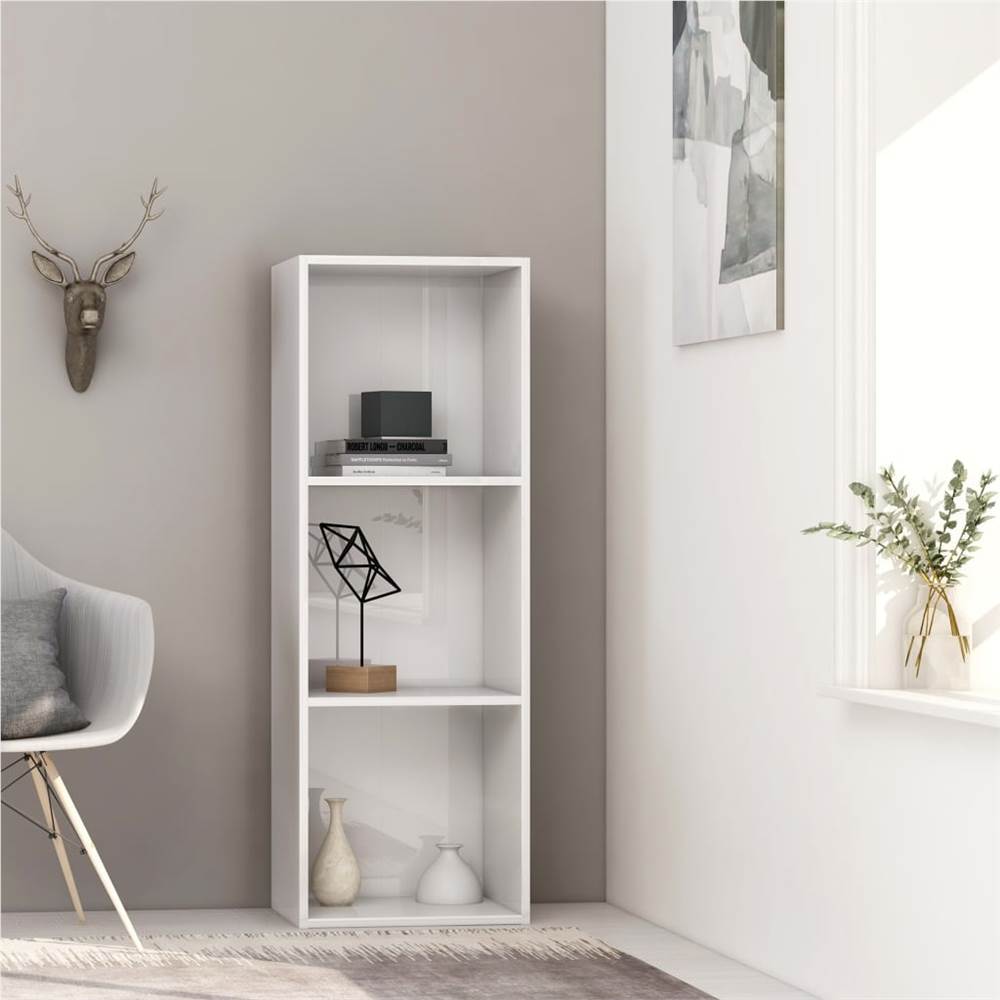 

3-Tier Book Cabinet High Gloss White 40x30x114 cm Chipboard