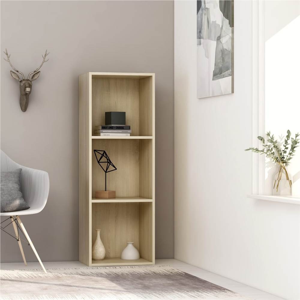 

3-Tier Book Cabinet Sonoma Oak 40x30x114 cm Chipboard