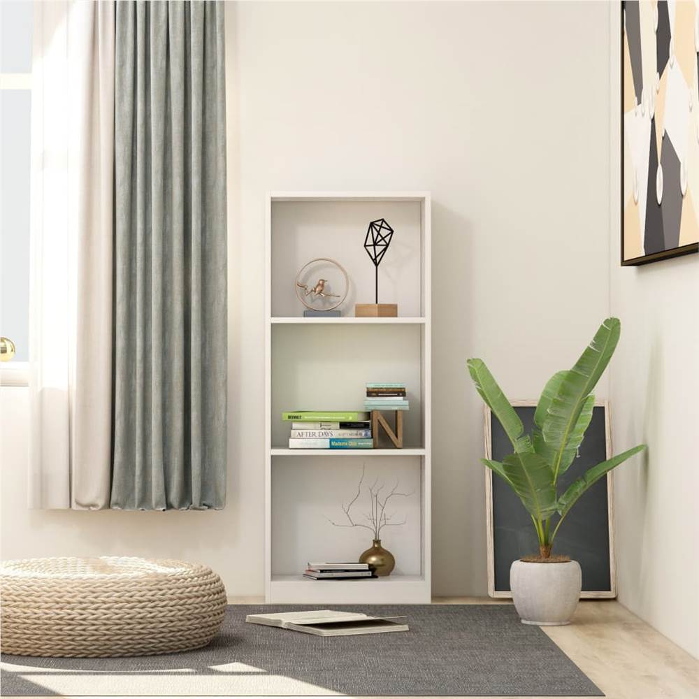 

3-Tier Book Cabinet White 40x24x108 cm Chipboard