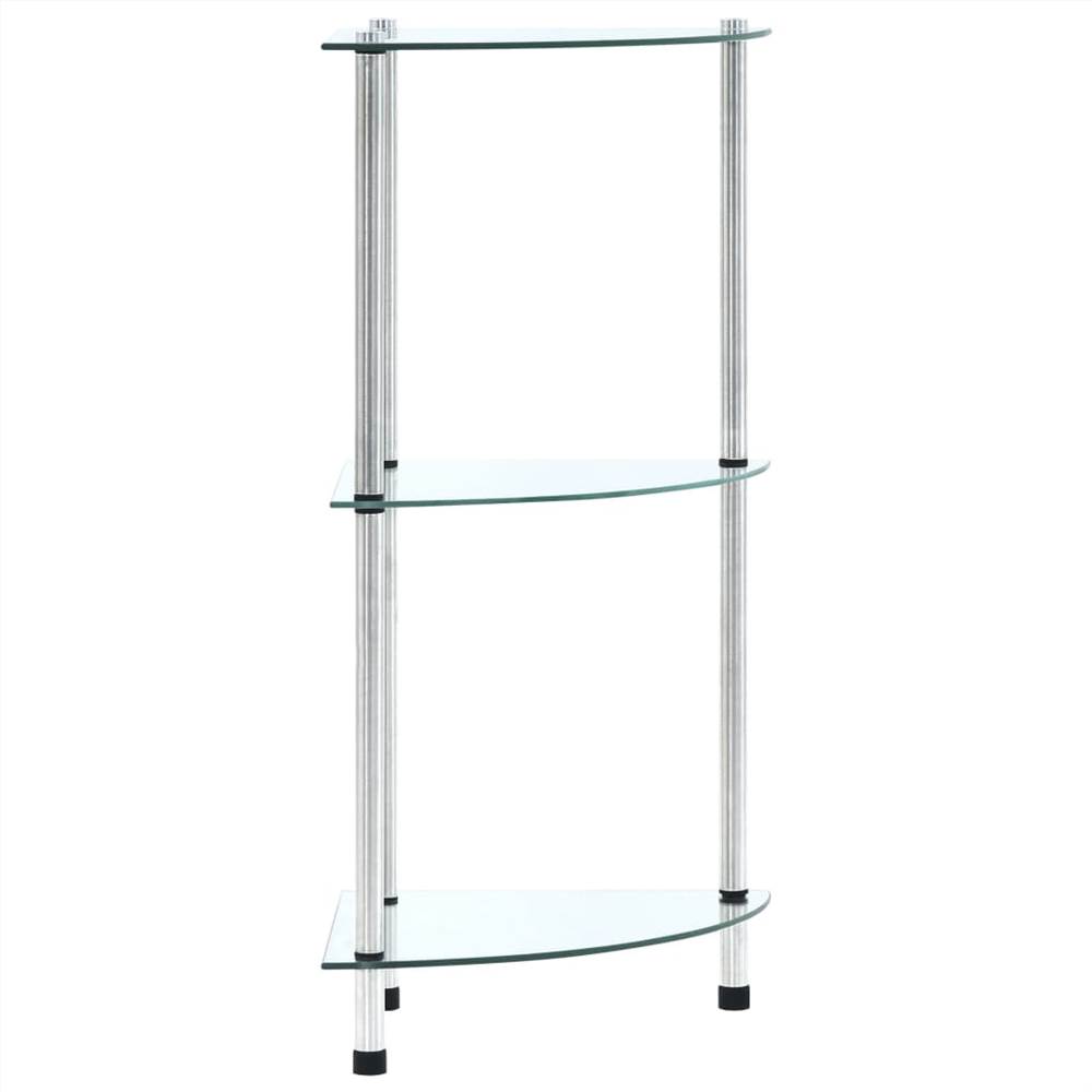 

3-Tier Shelf Transparent 30x30x67 cm Tempered Glass