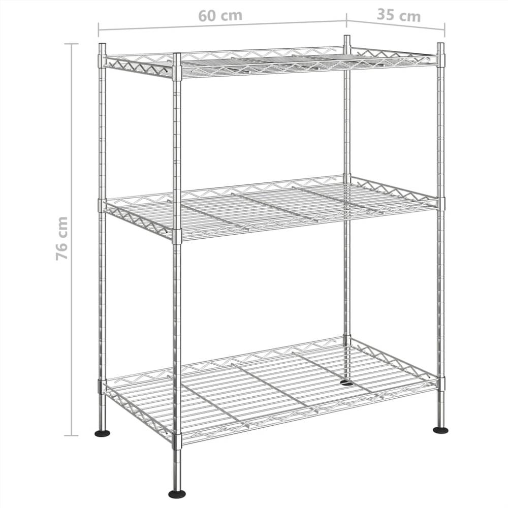 3-Tier Storage Rack 60x35x76 cm Chrome 150 kg