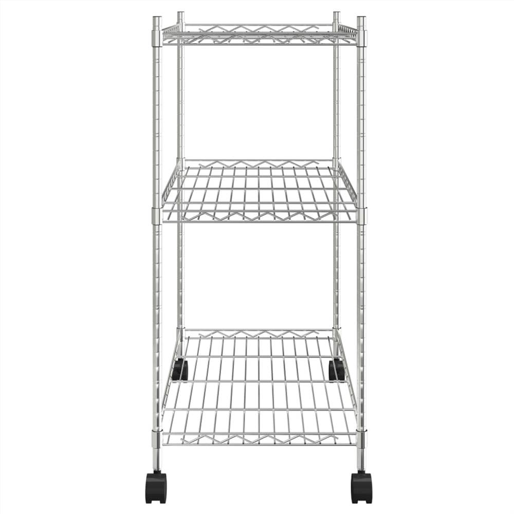 3Tier Storage Rack with Wheels 60x35x81 cm Chrome 150 kg