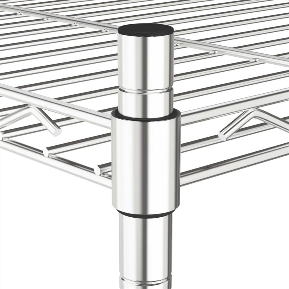 3Tier Storage Rack with Wheels 60x35x81 cm Chrome 150 kg