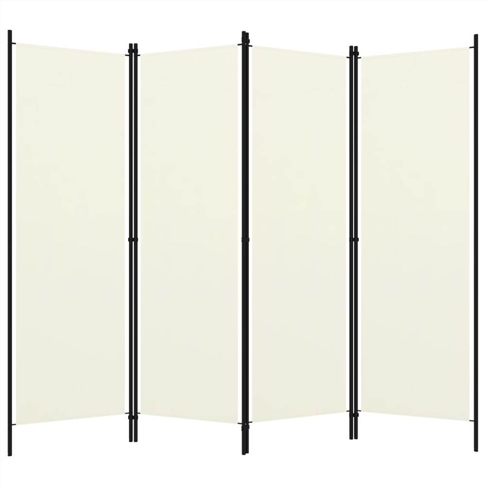 4-Panel Room Divider Cream White 200x180 cm