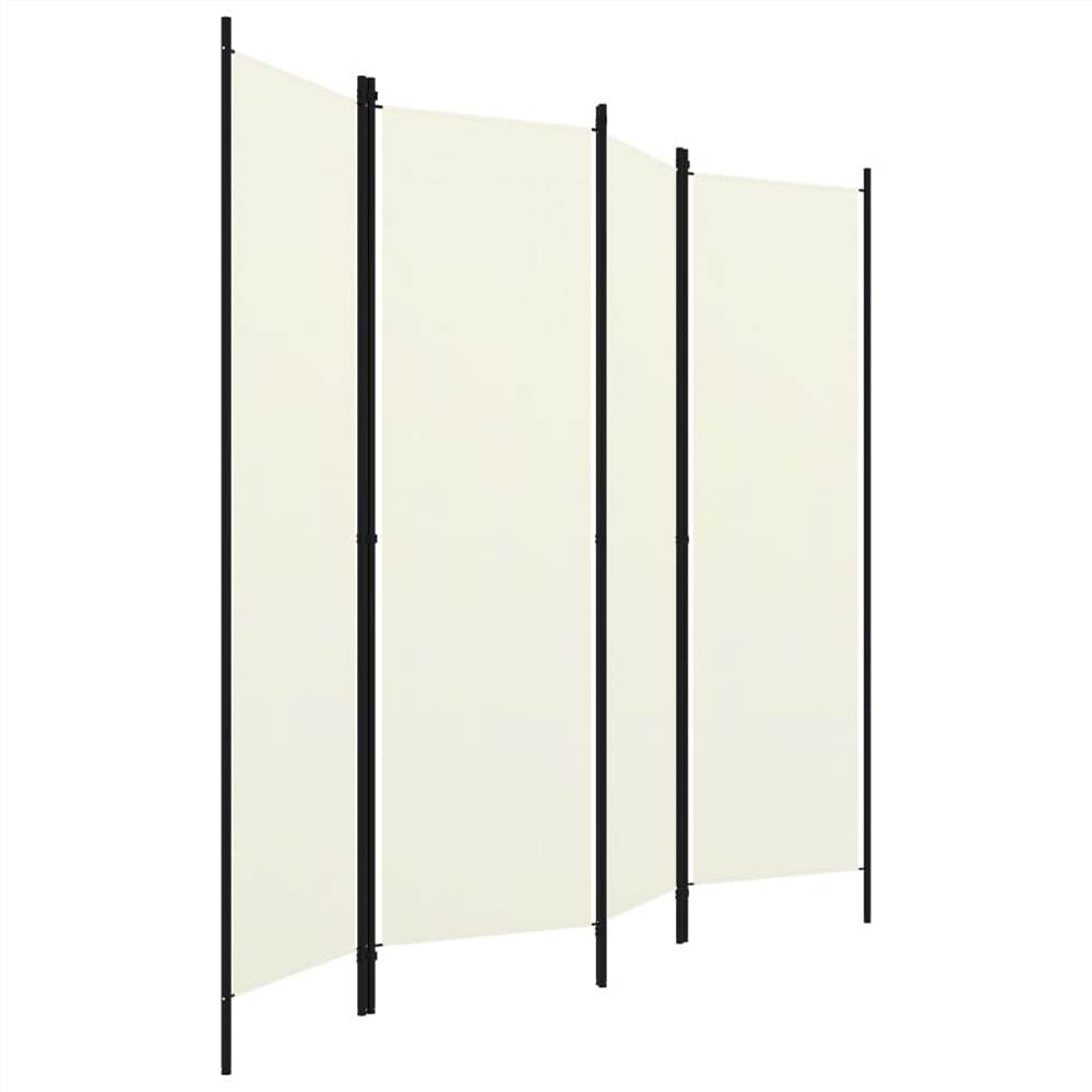 4-Panel Room Divider Cream White 200x180 cm