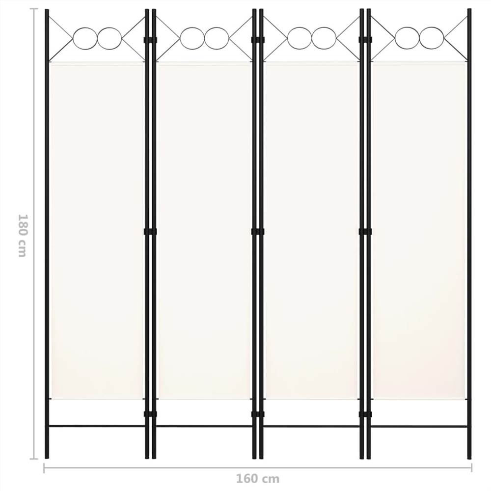 4-Panel Room Divider White 160x180 cm