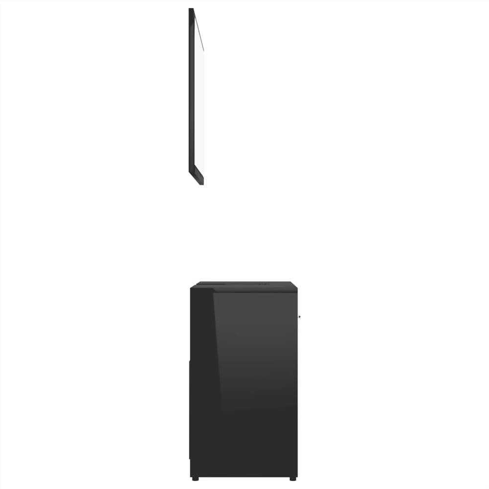 4 Piece Bathroom Furniture Set High Gloss Black Chipboard