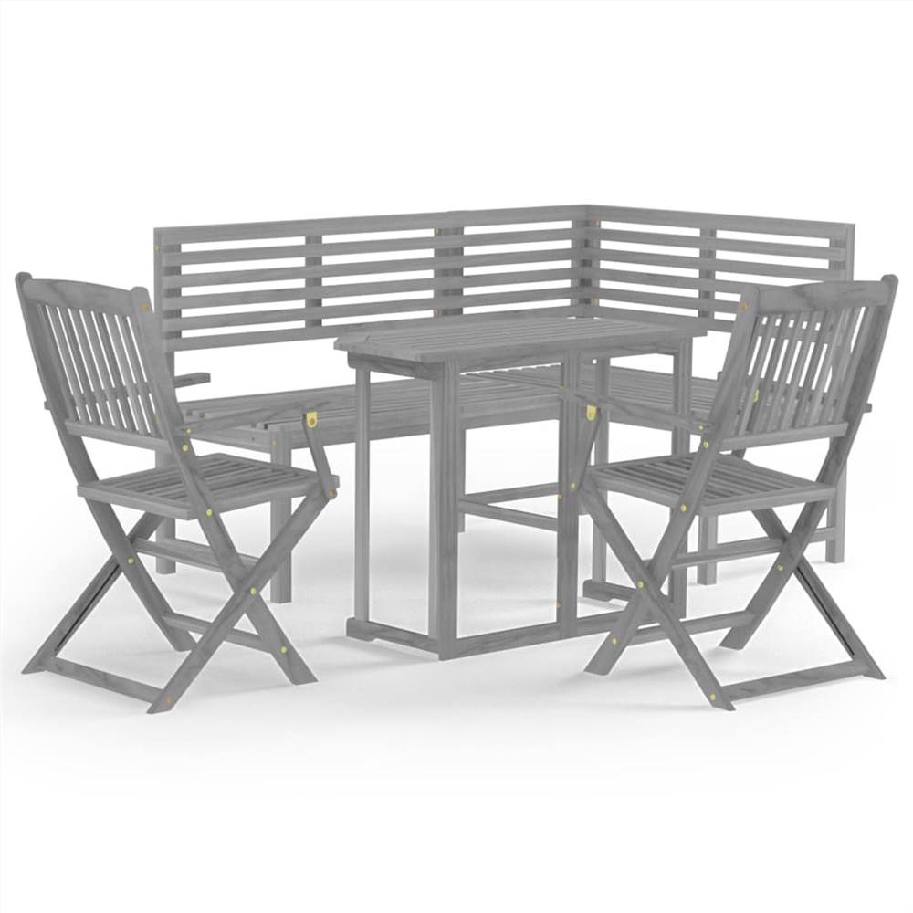 

4 Piece Bistro Set Solid Acacia Wood Grey