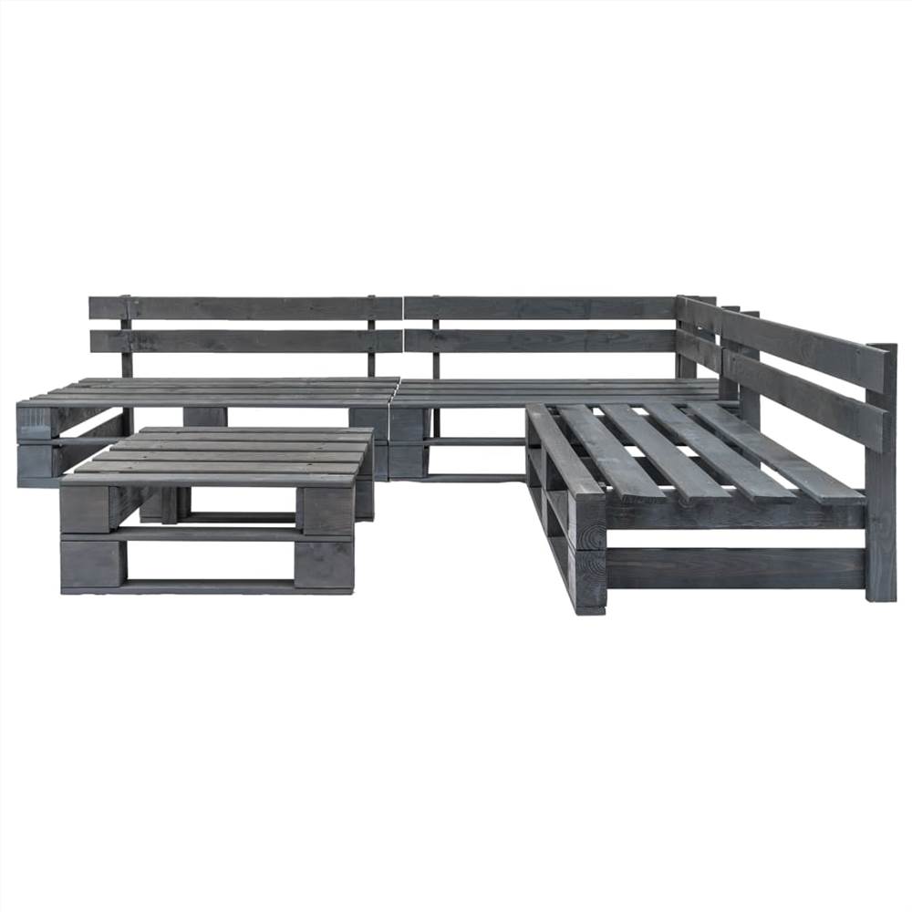 4 Piece Garden Lounge Set Pallets Wood Grey
