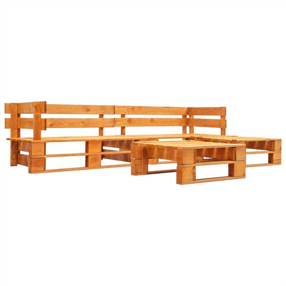 

4 Piece Garden Pallet Lounge Set Wood Honey Brown