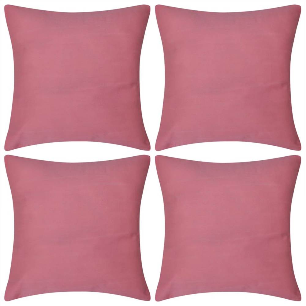 4 fodere per cuscini rosa in cotone 40 x 40 cm
