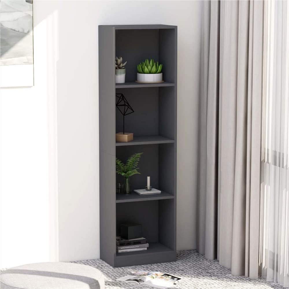 4-Tier Book Cabinet Grey 40x24x142 cm Chipboard