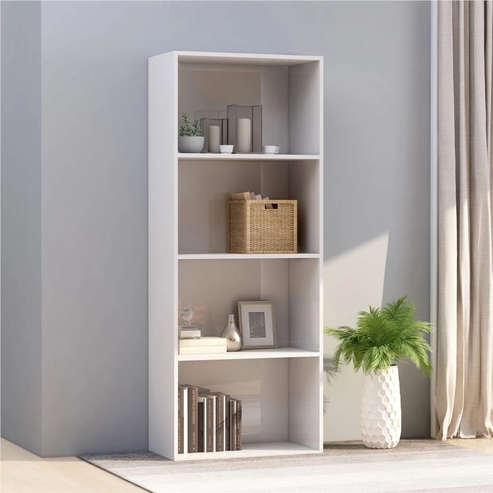 

4-Tier Book Cabinet High Gloss White 60x30x151.5 cm Chipboard