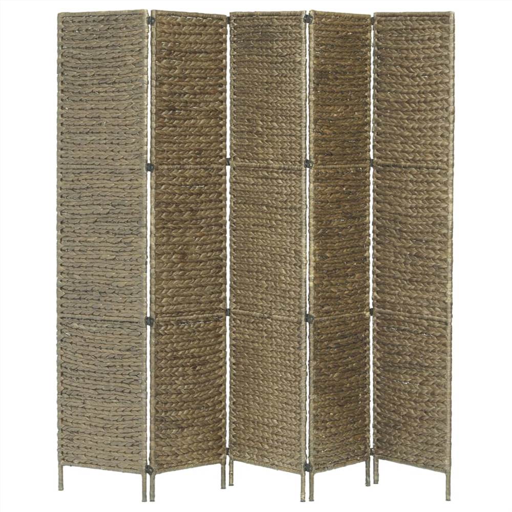 5-Panel Room Divider Brown 193x160 cm Water Hyacinth