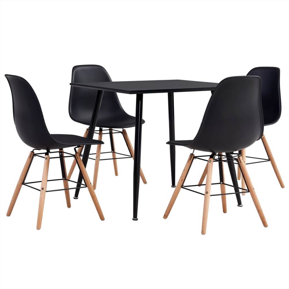 

5 Piece Dining Set Plastic Black