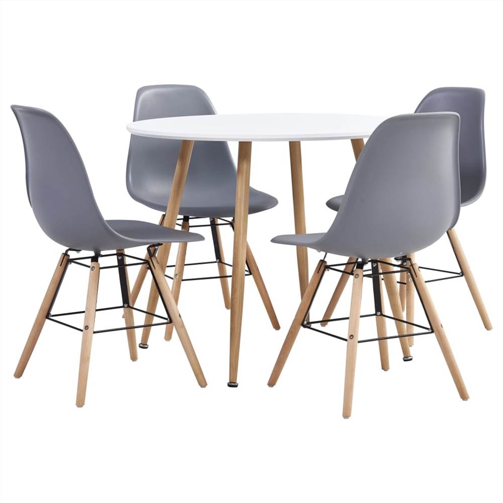 

5 Piece Dining Set Plastic Grey
