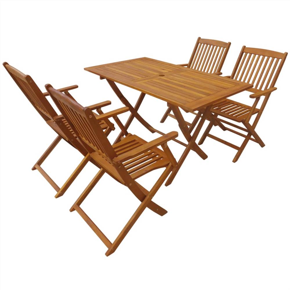 

5 Piece Folding Outdoor Dining Set Solid Acacia Wood