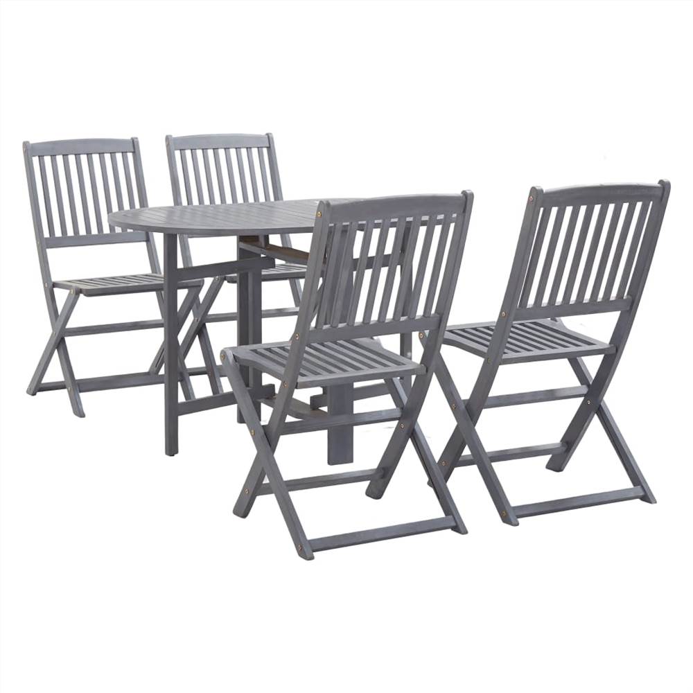 

5 Piece Garden Dining Set Solid Acacia Wood Grey