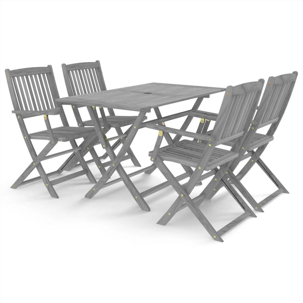 

5 Piece Garden Dining Set Solid Acacia Wood Grey