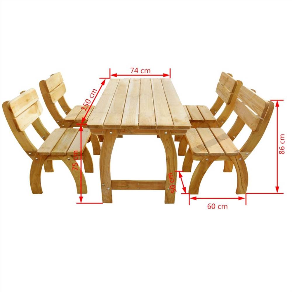 5 Piece Outdoor Dining Set Impregnated Pinewood