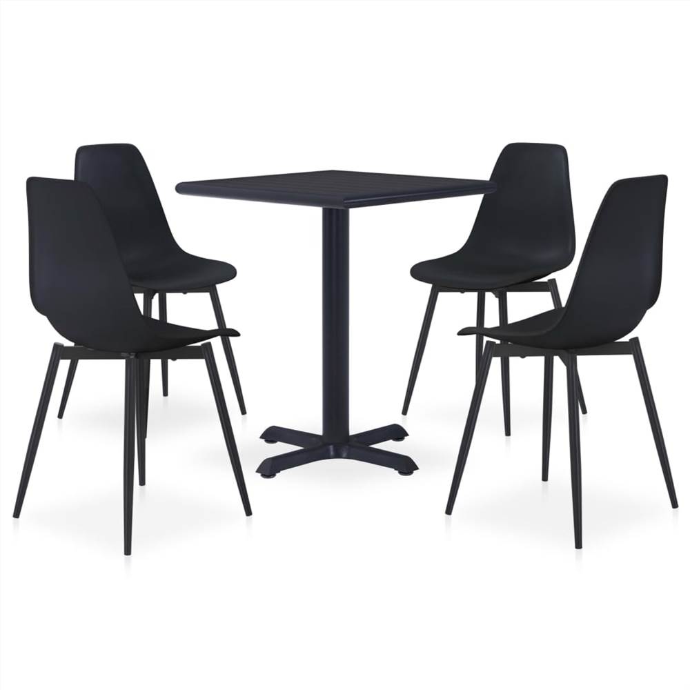 

5 Piece Outdoor Dining Set Metal and PP Black