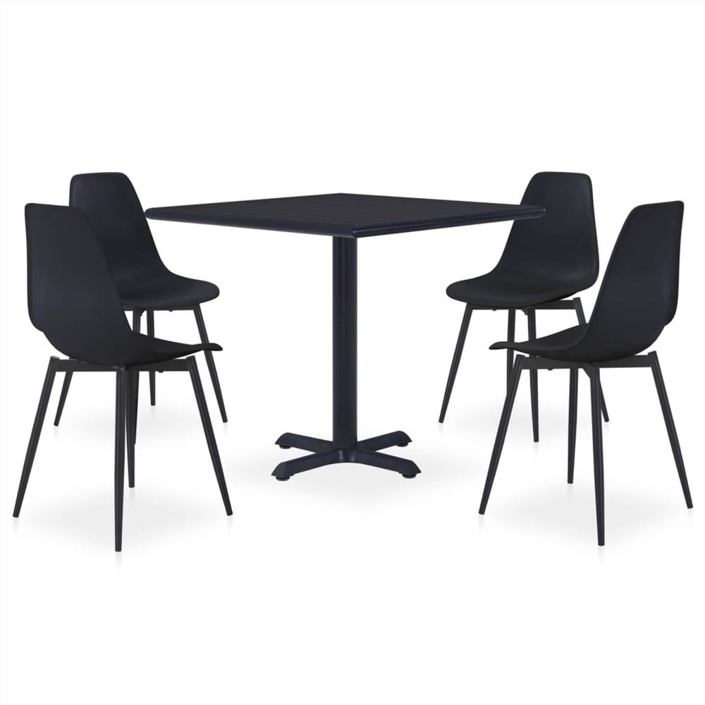 

5 Piece Outdoor Dining Set Metal and PP Black