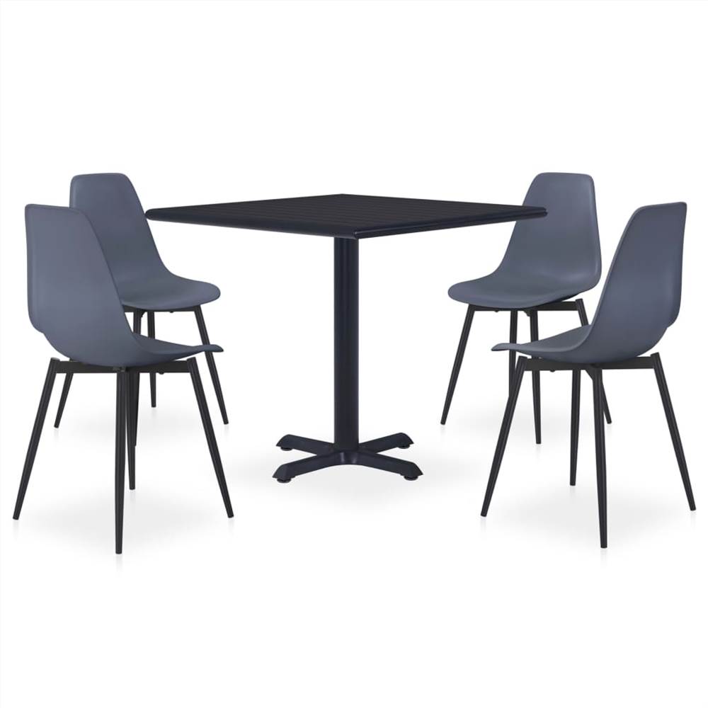 

5 Piece Outdoor Dining Set Metal and PP Grey