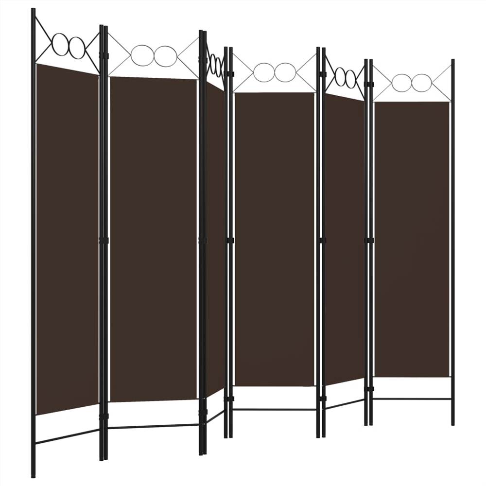 6-Panel Room Divider Brown 240x180 cm