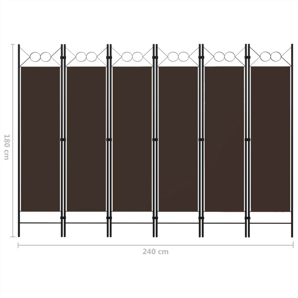 6-Panel Room Divider Brown 240x180 cm