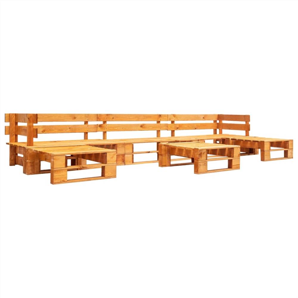 6 Piece Garden Pallet Lounge Set Wood Honey Brown