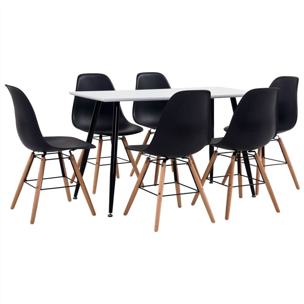 

7 Piece Dining Set Plastic Black