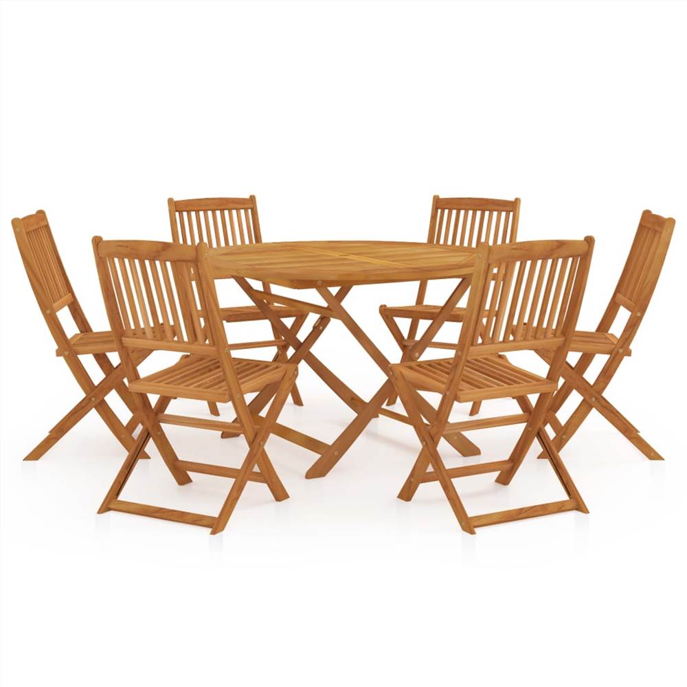 

7 Piece Folding Garden Dining Set Solid Acacia Wood