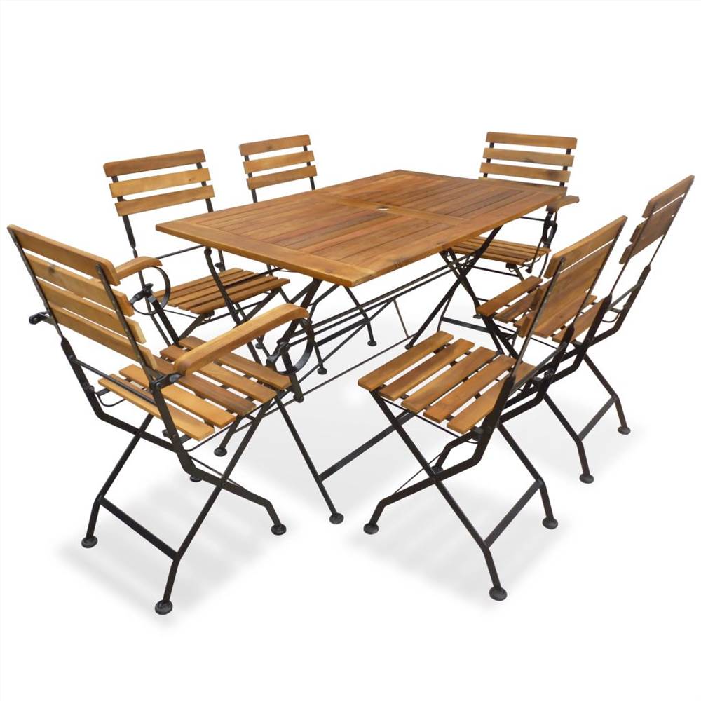 

7 Piece Folding Outdoor Dining Set Solid Acacia Wood