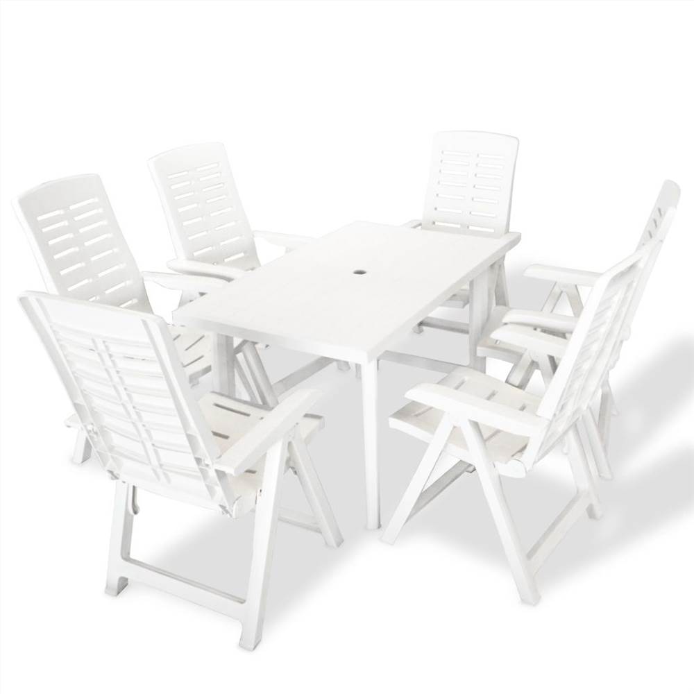 

7 Piece Outdoor Dining Set Plastic White