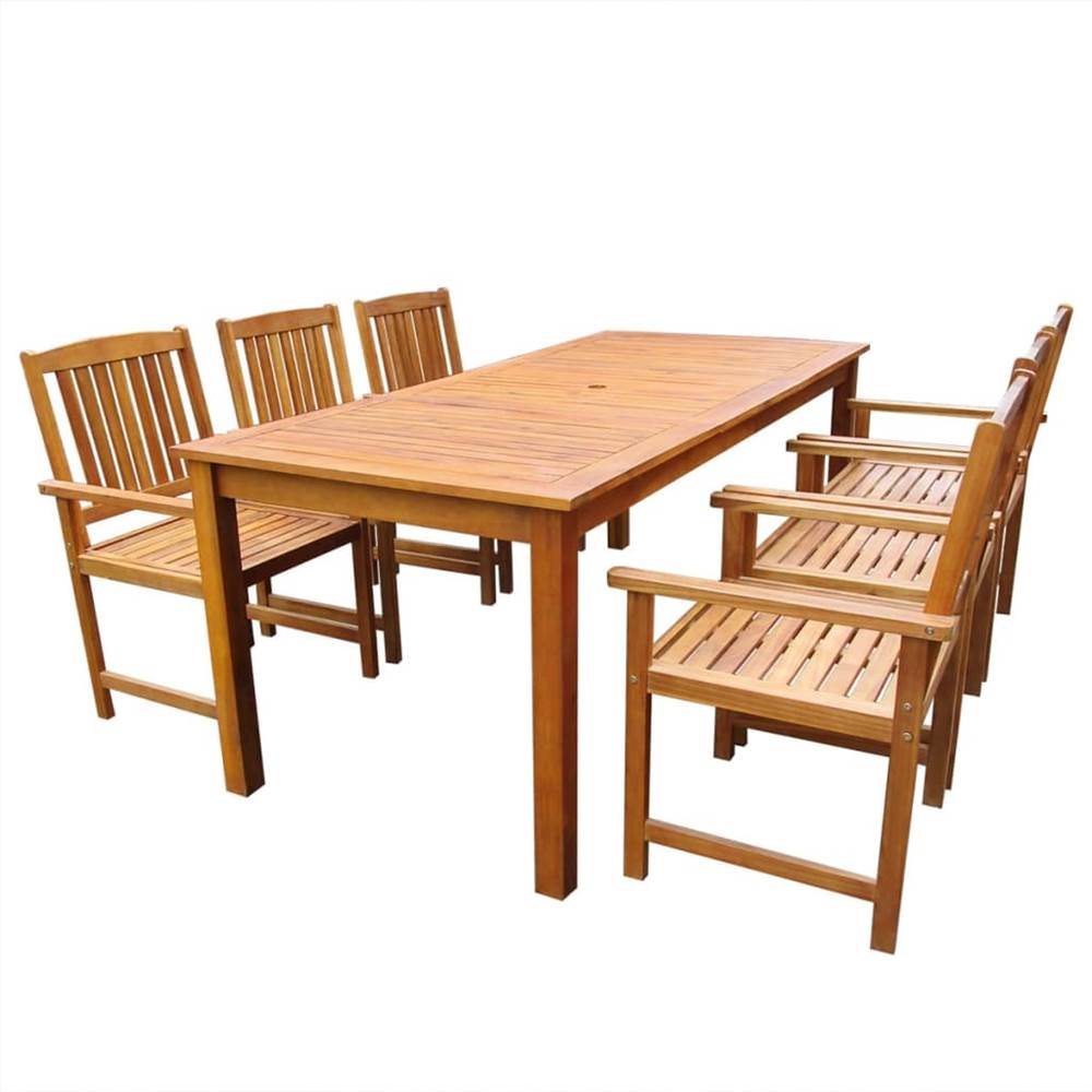 

7 Piece Outdoor Dining Set Solid Acacia Wood