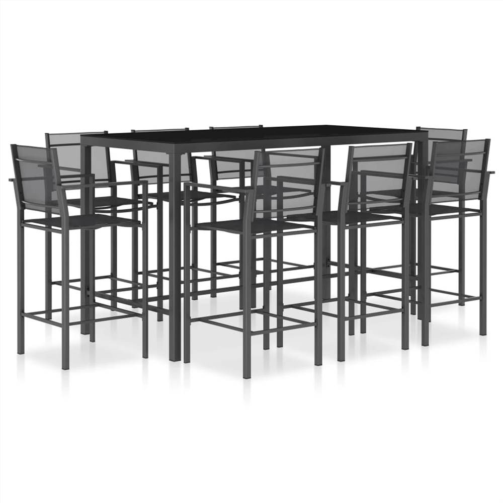 

9 Piece Bar Set Textilene Anthracite