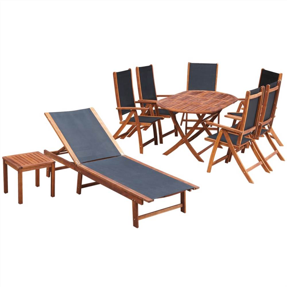 

9 Piece Outdoor Dining Set with Cushions Solid Acacia Wood