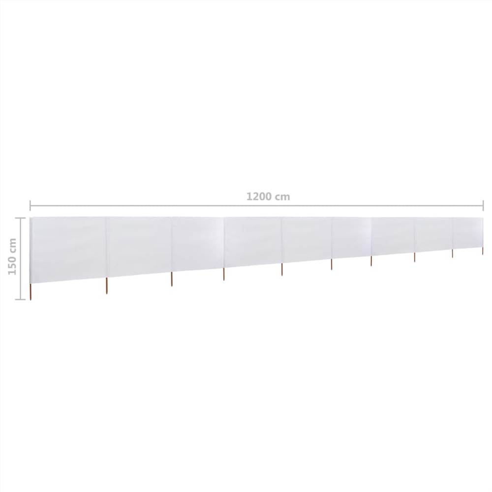 9-panel Wind Screen Fabric 1200x120 cm Sand White